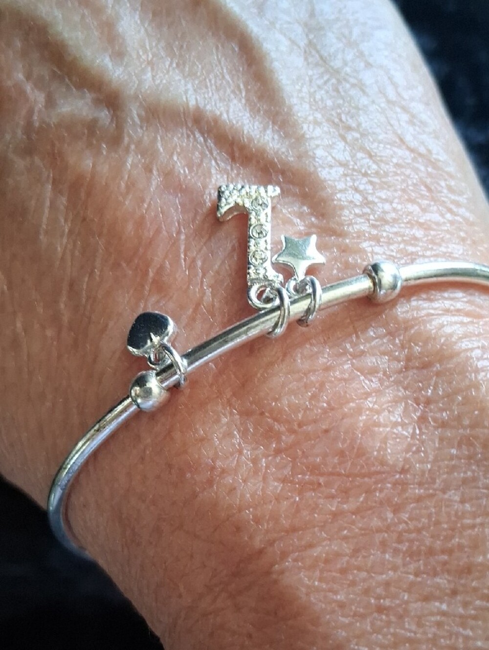 Hallmark Silver Initial 'L' Charm Cuff Bracelet with Star and Heart